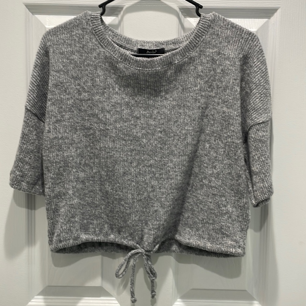 Papaya Ribbed Short Sleeve Sweater